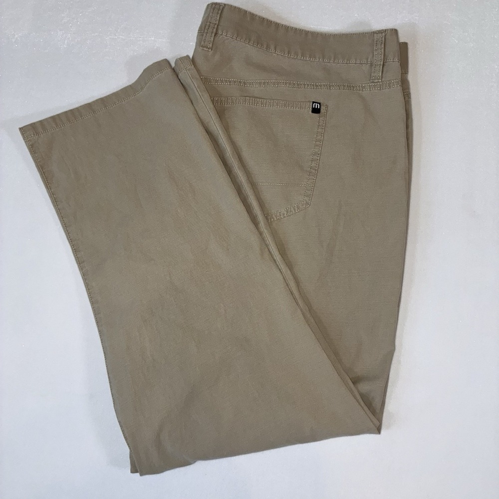 TravisMathew Pants Mens 42x30 Khaki Tan Tencel Blend Stretch Golf Chino Straight